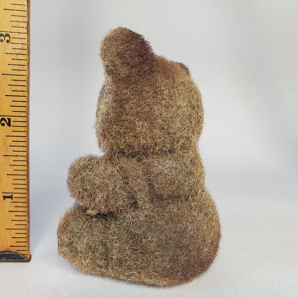 Twin Flocked Vintage Teddy Bear Fuzzy Hand Painted Made in Hong Kong - Picture 7 of 13
